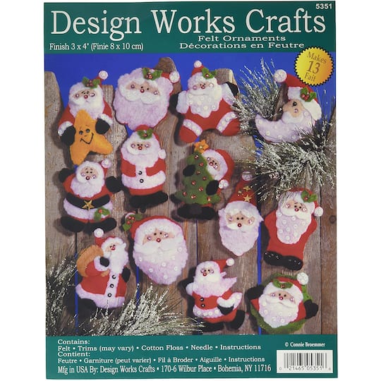 Design Works&#x2122; Lots of Santas Felt Ornament Applique Kit
